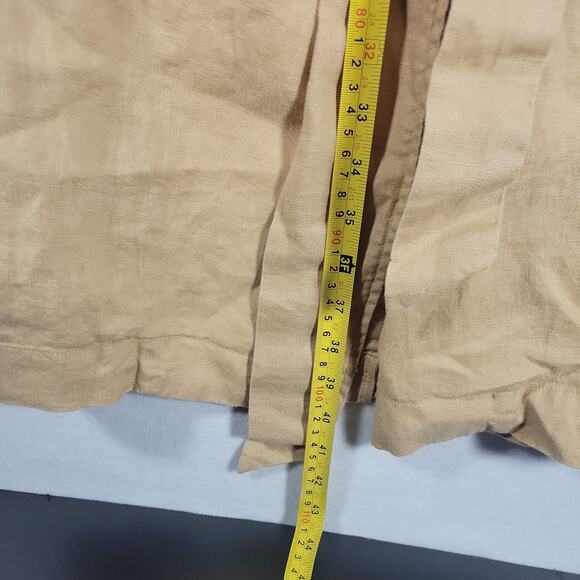 Anthropologie NEW Eva Franco Women's LINEN Beige/Brown Belted Trench Jacket M - Picture 4 of 7
